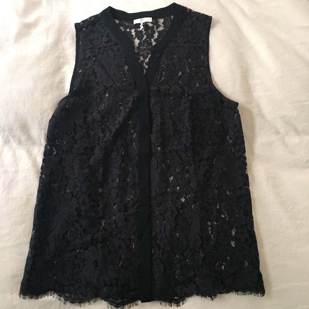 SOLD***Joie black lace button up tunic